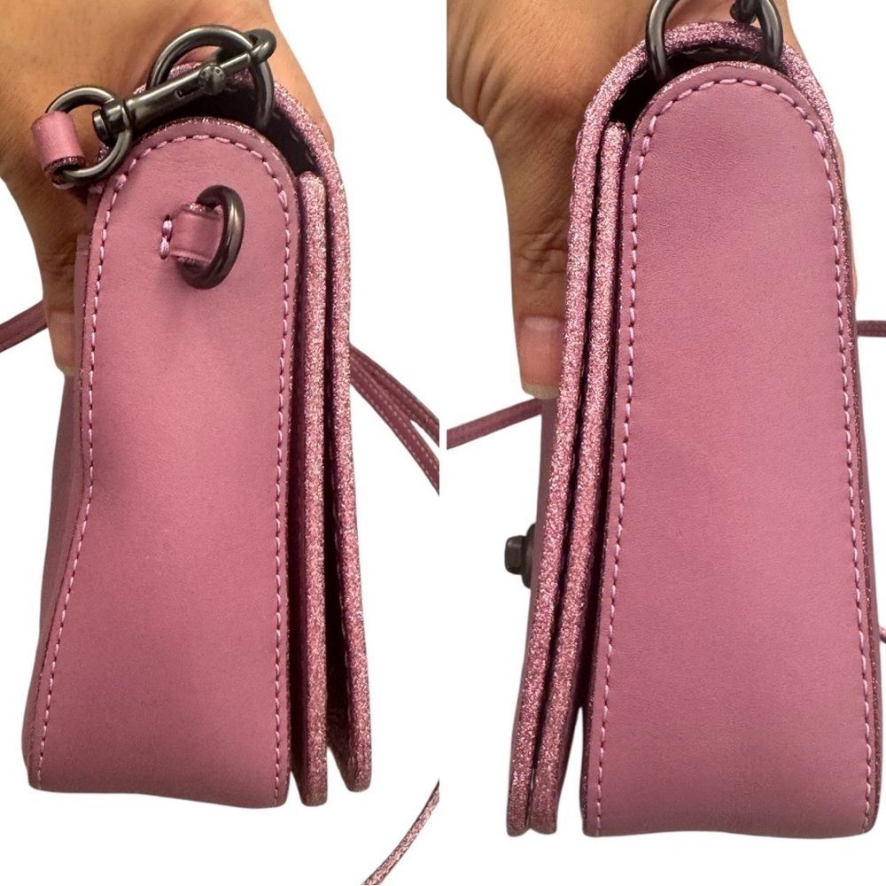 Coach Dinky 1941 Primrose Pink Interior Kisslock Leather Compact Crossbody - Picture 2 of 12